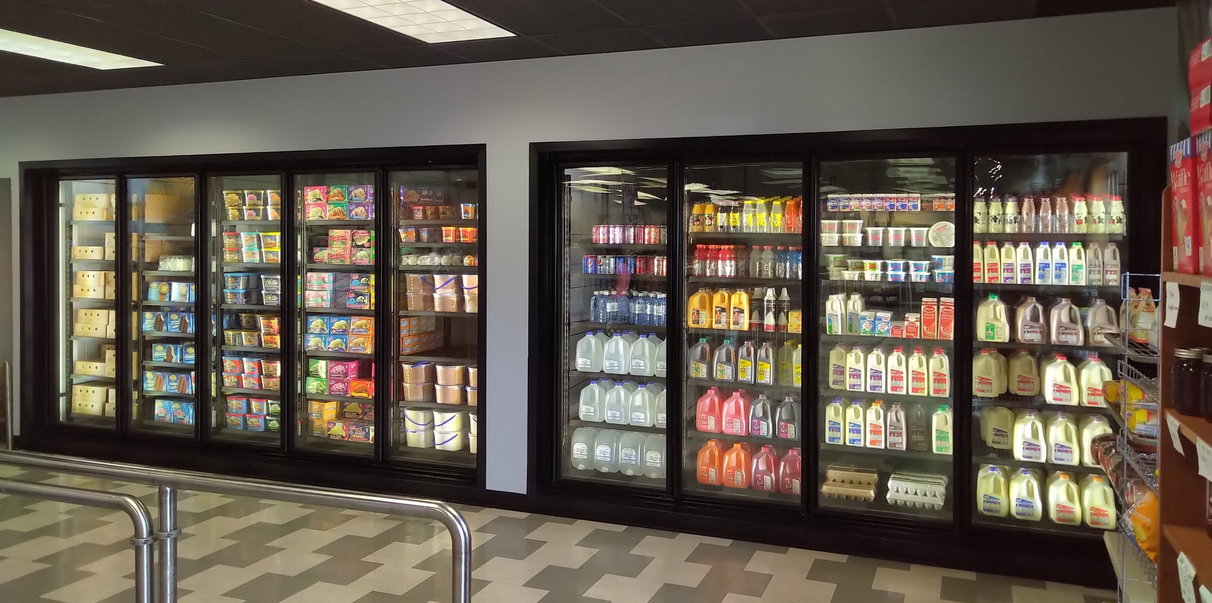 Toft dairy products stocked in retail freezers and coolers